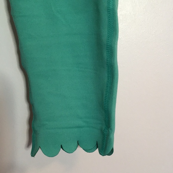 Crown and Ivy turquoise workout pants with scallop detail at ankle. - Picture 3 of 7